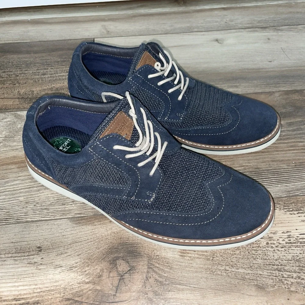 Nunn Bush Barklay Wingtip Oxford Men's Oxford-Size 11M—Navy‎ Multi